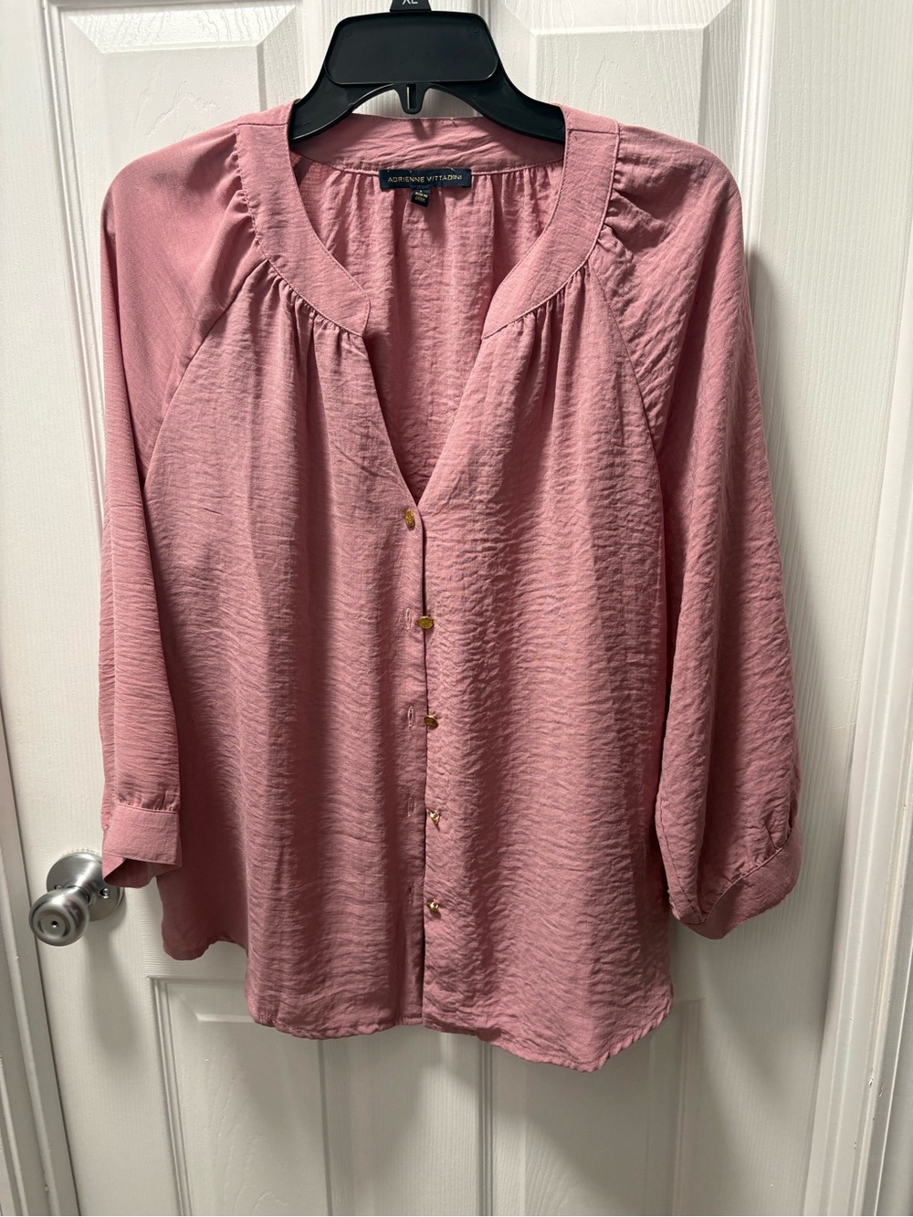 Adrienne Vittadini Rose-Pink Button Front Blouse